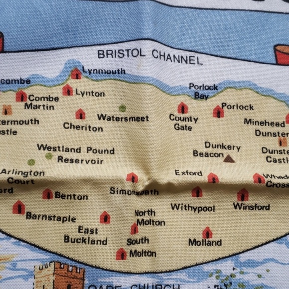 Vintage UK "Around Exmoor" kitchem towel - Picture 3 of 8